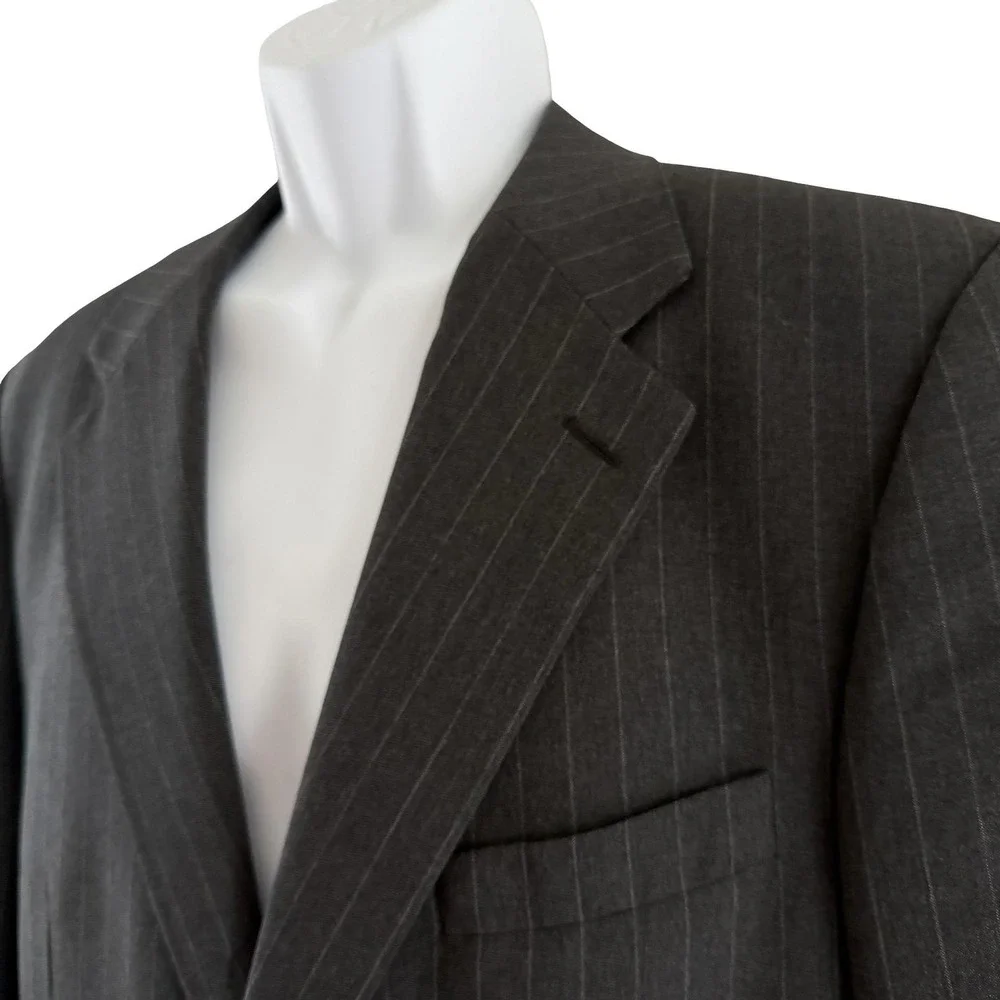 Polo University Club Ralph Lauren Suit Jacket Mens 41 Short Gray Pinstripe‎ Wool